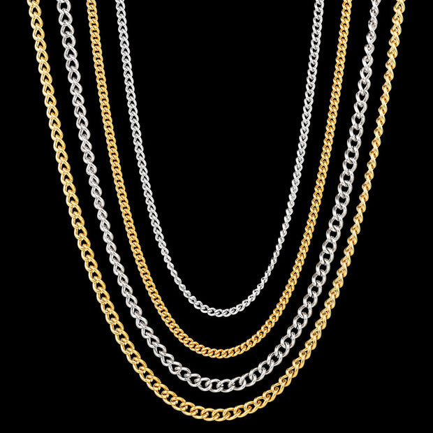 10pcs/lot Basic Cuban Chain Necklace 1.5mm/2mm Width Stainless Steel Link Chain