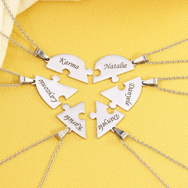 Family/Sibling/BFF Gift Personalized Heart Puzzle Pieces Necklace /Keychain/Bracelet