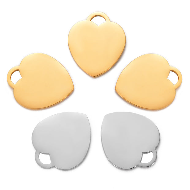 30pcs Custom Logo Steel Heart Jewelry Tags Heart Necklace Pendant