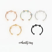 10pcs Stainless Steel Open Anxiety Relief Beaded Ring