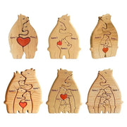 Personalized Handcrafted Wooden Bears Family Puzzle Desktop Ornament