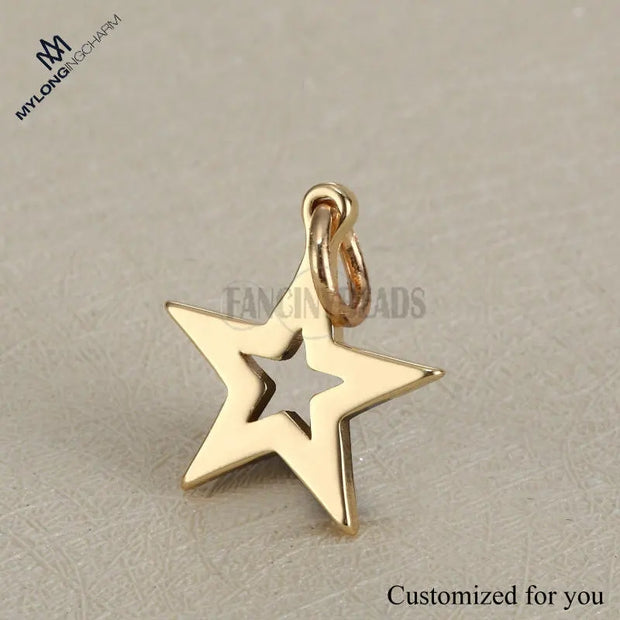 20pcs hollow cut-out star charms, stainless steel star pendant 14*16mm blanks