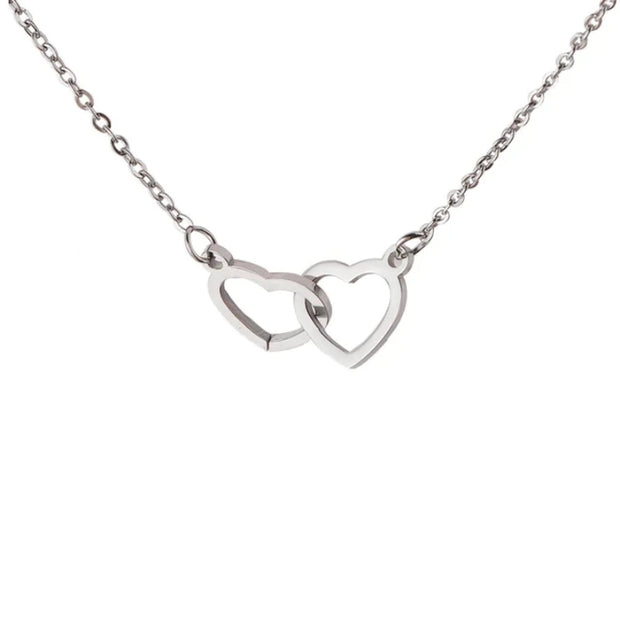 Valentine's Day Gift Rotating Preserved Rose Box-Custom Interlock Heart Necklace