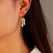 1 Pair (2 pcs) Personalized Double Name Pendant Earrings