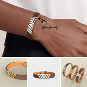 Mother's Day Gift Personalized Leather V Bracelet With CZ Beads
