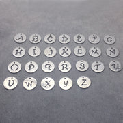 26pcs One set 25mm Black silver round hollow initial charms