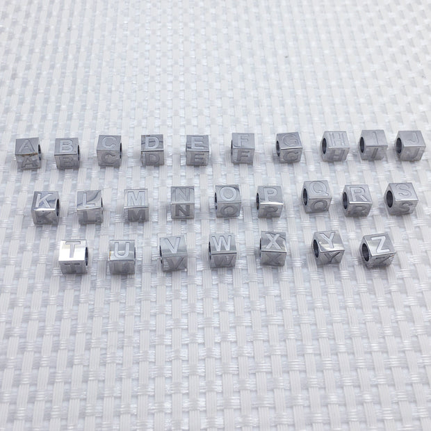 26pcs 7mm  One set A-Z letter custom name square initial jewelry beads
