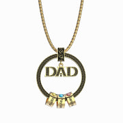 Father's Day Gift Personalized Circle Pendant with Custom Beads Birthstone Pendant Necklace