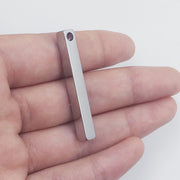 10pcs Custom logo  Stainless Steel vertical 3D cuboid bar pendant