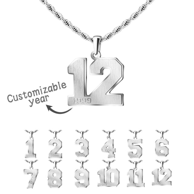Custom Year  Lucky Sports Number Necklace