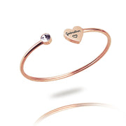 5pcs Stainless Steel Custom Logo Name  Heart Wire Bracelet Bangle With Crystal