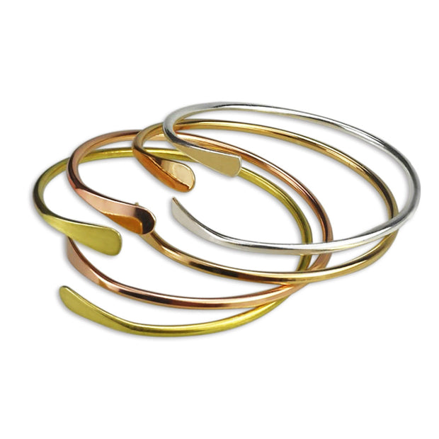 6pcs Smooth Oval Stacking Bracelets Adjustable Open Cuff Bangle