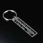 10pcs Drive Safe Hollow Rectangle Custom Logo Words Keychain Tags 50x12mm