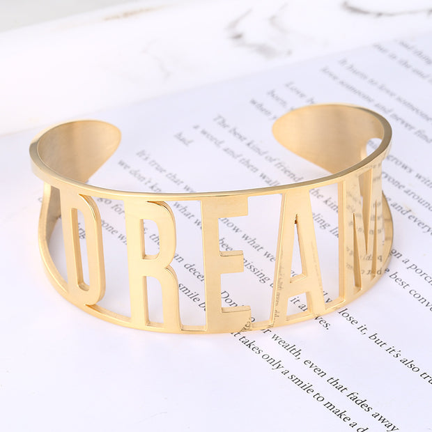 Custom Cut-out Words Stainless Steel Bracelet Bangles