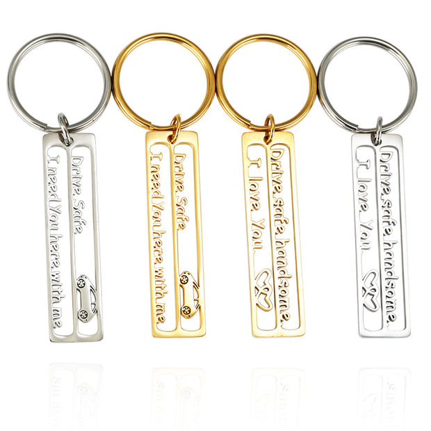 2 Sets Couples Gift Drive Safe Handsome I Love You Keychains