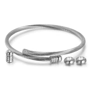10pcs Stainless Steel Rope Bracelet Bangle Ending Beads Can Screw Off