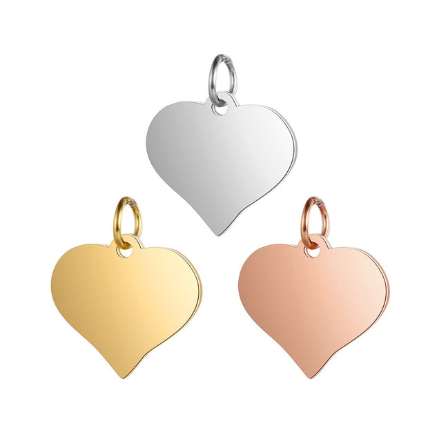 30pcs Laser Engraved Customized logo heart charms