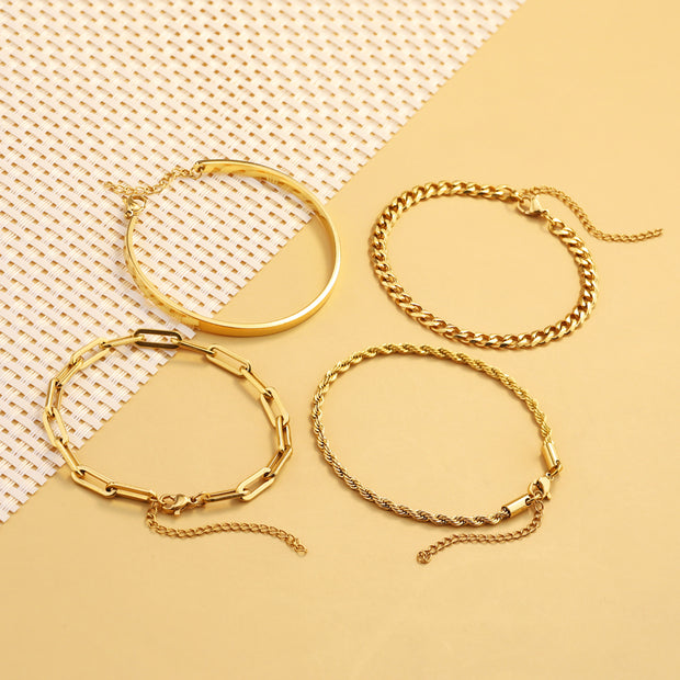5pcs Stainless steel Paperclip Chain Twisted Bracelet  Cuban Basic bangle cuff