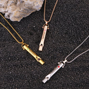 Stainless Steel Custom name and Birthstone  Whistle Necklace Can Blow Whistle Pendant