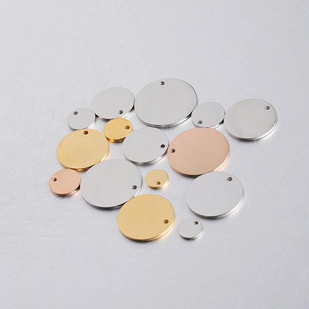 20pcs Laser Engraved High polished  round charm tags blanks 6-35mm