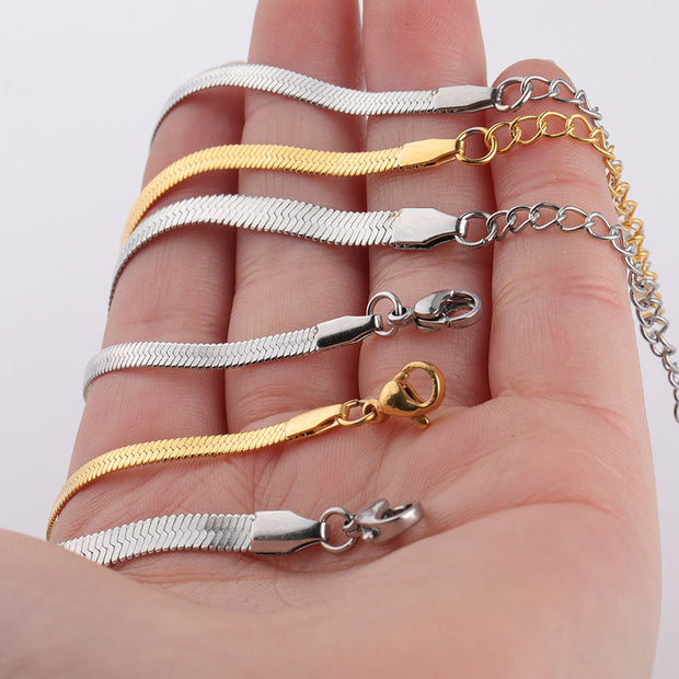 10pcs Stainless steel Snake Chain Blade Necklace With Lobster Clasp