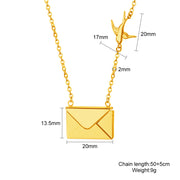 Love You Envelope Necklace with Dove Love Letter Necklace