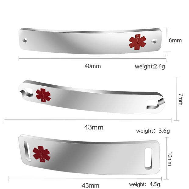 10pcs Stainless steel Red Rescue Icon logo Medic Alert bracelet bar charm blanks