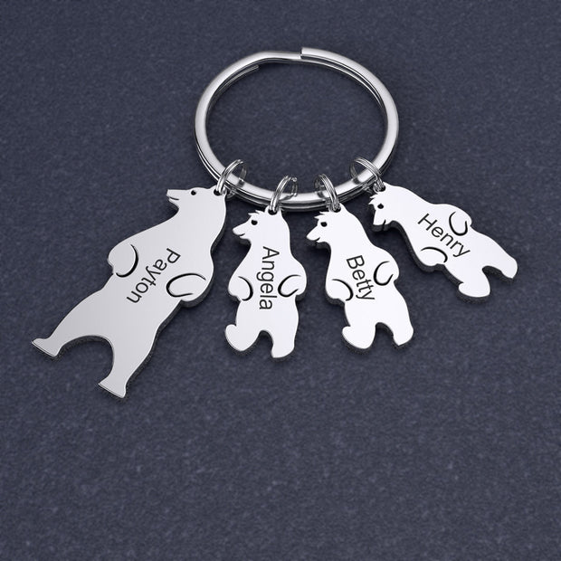 Father's Day Gift Customized Family Bear Charm Keychain
