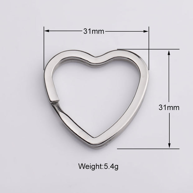 20pcs 31mm stainless steel heart shape keychain ring accessories