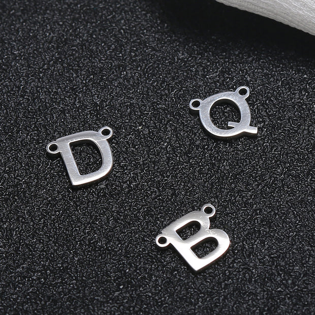20pcs 7x8.5mm  A-Z two holes custom name mini initial necklace connecor