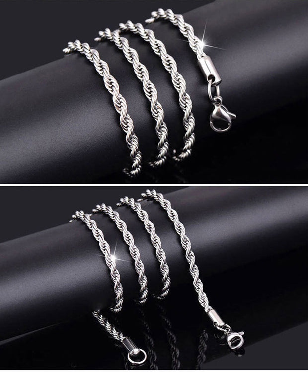 20pcs 3mm Stainless Steel adjustable twisted chain necklace