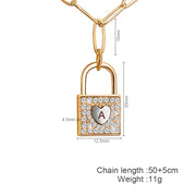 5pcs Custom Logo Heart Padlock Pendant A-Z Paved CZ Initial Jewelry Lock