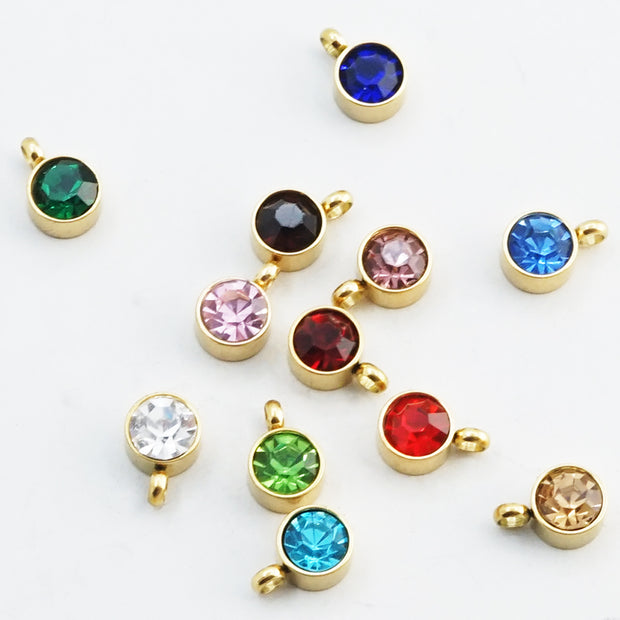 60pcs 6mm bulksale  Sideway Hole Birthstone crystal pendant tags accessories