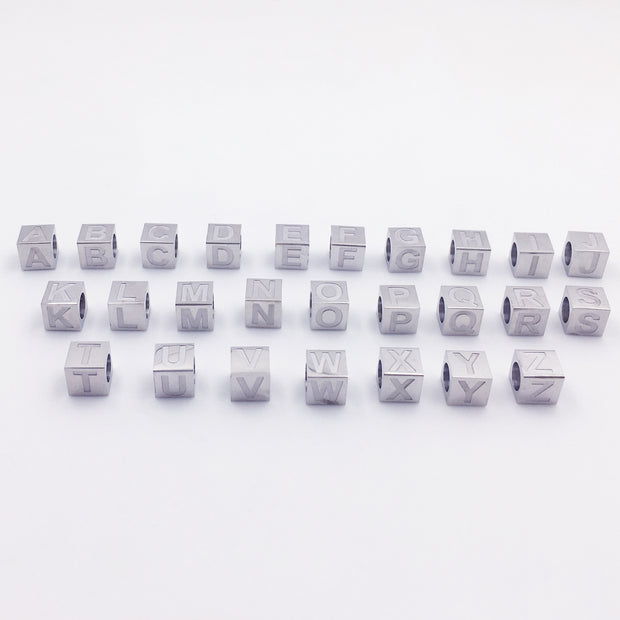 20pcs 7mm  A-Z letter custom name square initial jewelry beads