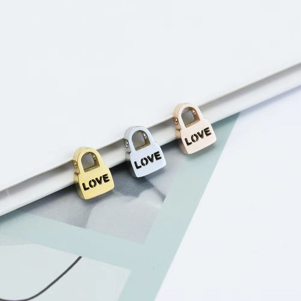 10pcs 10X7mm  lock pendant with hollow LOVE