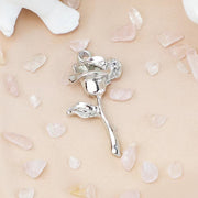 5pcs 23X41mm silver color rose pendant flower jewelry charm