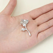 5pcs 23X41mm silver color rose pendant flower jewelry charm