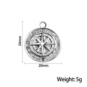 5pcs 24X20mm silver Compass Pendant