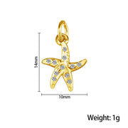 10pcs 14x10mm gold plated over brass Starfish crystal charms