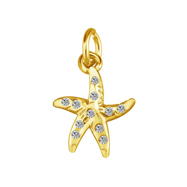 10pcs 14x10mm gold plated over brass Starfish crystal charms