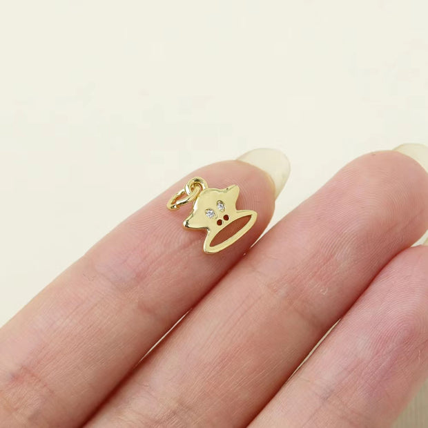 10pcs 10x10mm brass Chimpanzee face gold charm with crystal