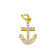 10pcs 14x9mm Gold Vacuum Plated  Paved Crystal Anchor Charms