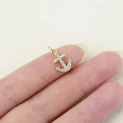 10pcs 14x9mm Gold Vacuum Plated  Paved Crystal Anchor Charms