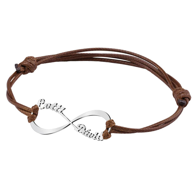Mother's Day Gift Personalized Name Infinity Braided Leather Bracelet