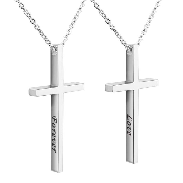 5pcs Custom Logo Words Stainless steel Cross Pendant Beads