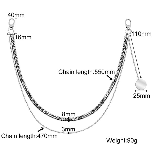 Double Layers Cuban Trouser Chain With Custom round charms