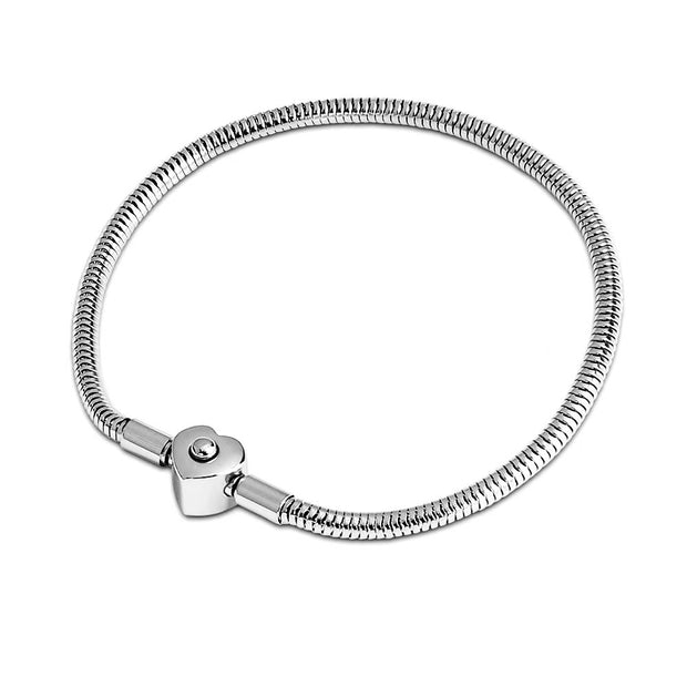 Stainless Steel Silver heart /star/globular/cylinder Special Clasp Snake Chain Bracelet