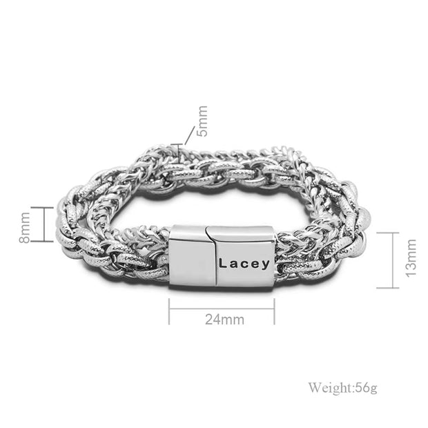 Custom name Stainless Steel Double Layers Chain Punk Bracelet