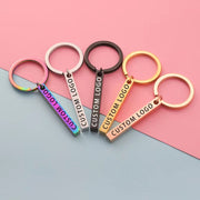 5pcs High polished Stainess steel 3D bar key chain blanks
