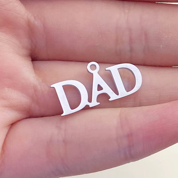 10pcs  Stainless Steel Cut-out Hollow Charm  DAD Tag Father Day Gift Blanks